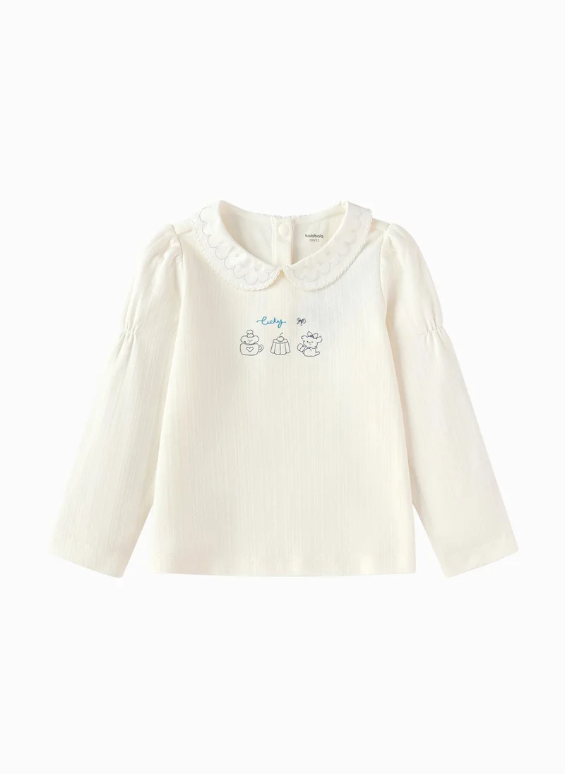 Toddler Girls Round v-neck long-sleeved T-shirt